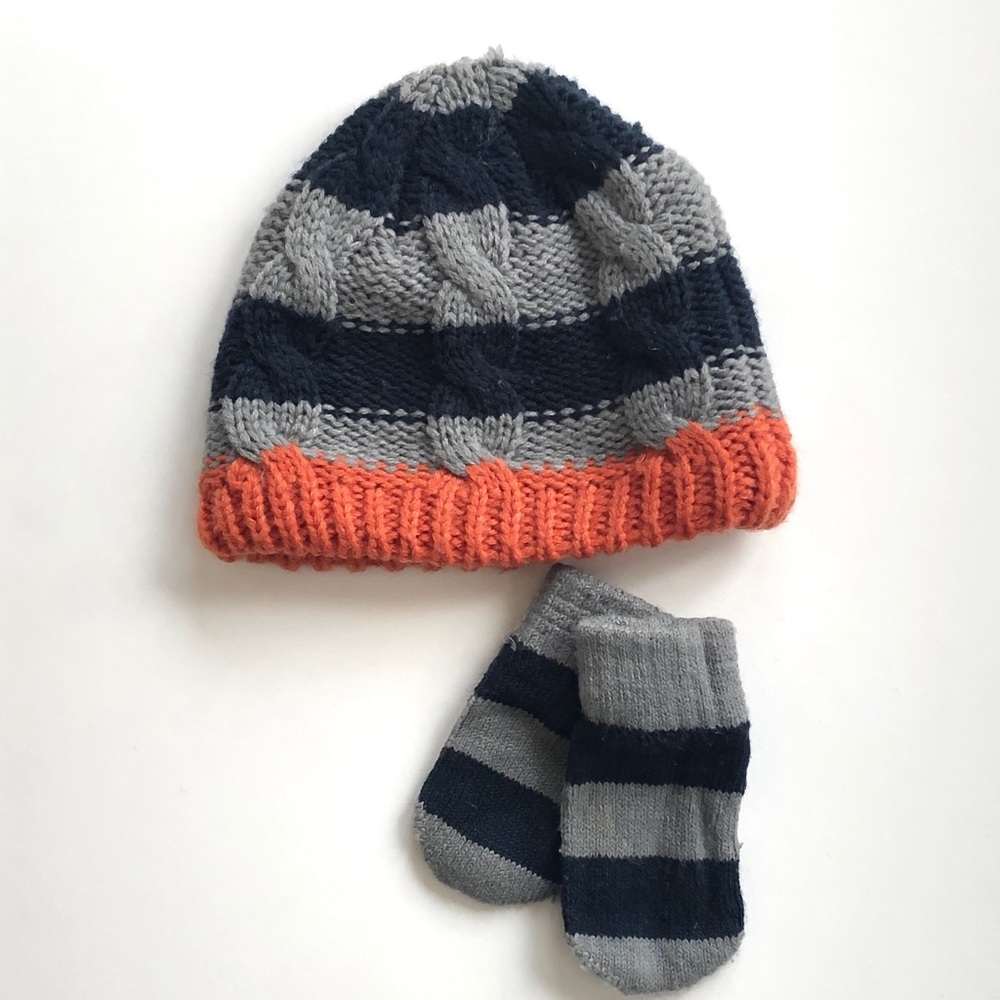 Boys sweater knit hat and gloves